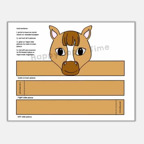 Pony crown printable paper horse template craft for kids