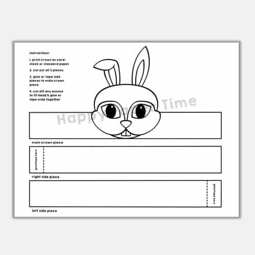 Bunny crown printable paper coloring craft for kids