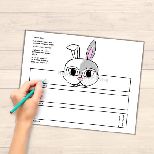 Rabbit crown printable paper coloring craft for kids