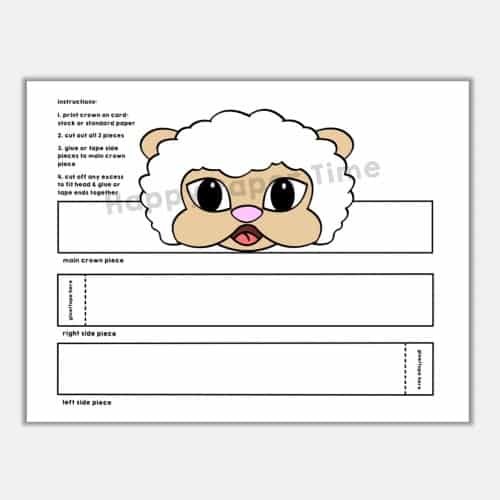 Sheep crown printable paper template craft for kids