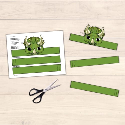 Dinosaur triceratops crown printable paper craft for kids