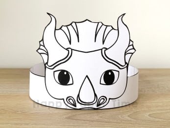 Dinosaur triceratops crown printable paper coloring craft for kids