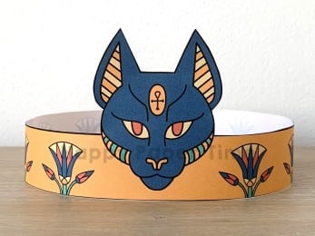 Ancient Egypt cat crown printable template paper craft for kids