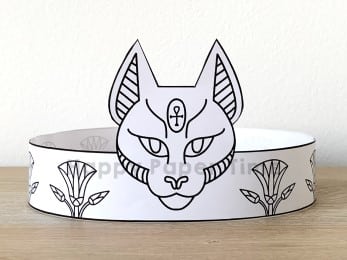 Ancient Egypt cat crown printable template paper coloring craft for kids