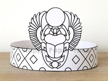 Ancient Egypt scarab crown printable template paper coloring craft for kids