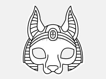 Anubis mask printable paper template ancient Egypt coloring craft activity for kids