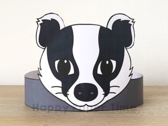 Badger crown printable template paper woodland craft for kids