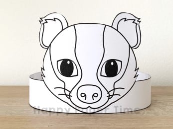 Badger crown printable template paper coloring craft for kids