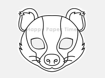 Badger mask printable coloring paper template woodland craft activity for kids