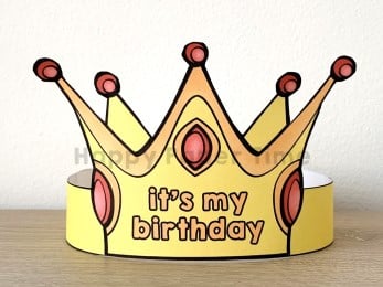Birthday crown princess printable template paper craft for kids