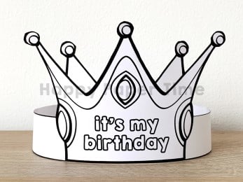 Birthday crown princess printable template paper coloring craft for kids