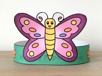 Butterfly crown printable template paper craft for kids