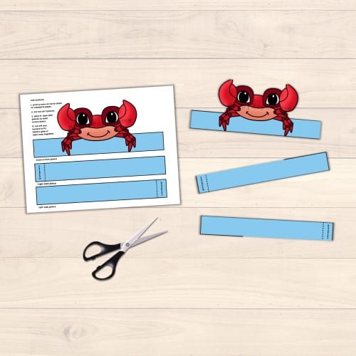 Crab crown printable template paper ocean animal craft for kids