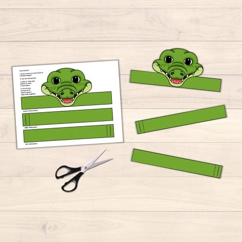 Crocodile crown printable template paper craft for kids