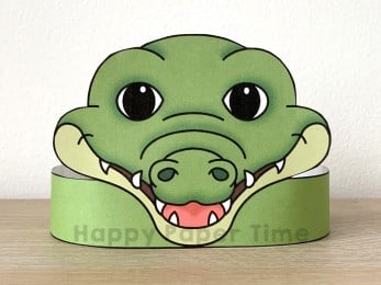 Crocodile crown printable template paper craft for kids
