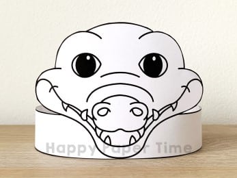 Crocodile crown printable template paper coloring craft for kids