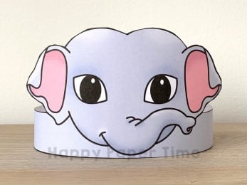 Elephant crown printable template paper craft for kids