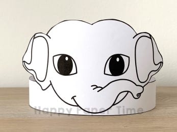 Elephant crown printable template paper coloring craft for kids