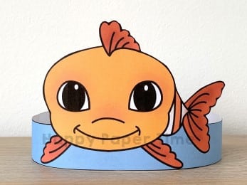 Fish crown printable template paper ocean animal craft for kids