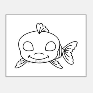 Fish mask printable paper template sea ocean animal coloring craft activity for kids