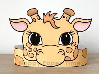 Giraffe crown printable template paper craft for kids