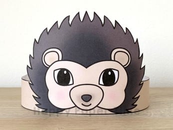 Hedgehog crown printable template paper craft for kids