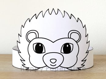 Hedgehog crown printable template paper coloring craft for kids