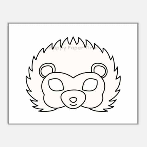 Hedgehog mask printable coloring paper template woodland craft activity for kids