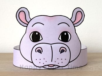Hippo crown printable template paper craft for kids