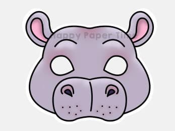 Hippo mask printable paper template african animal craft activity for kids