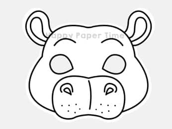Hippo mask printable paper template - Easy kid crafts - Happy Paper Time