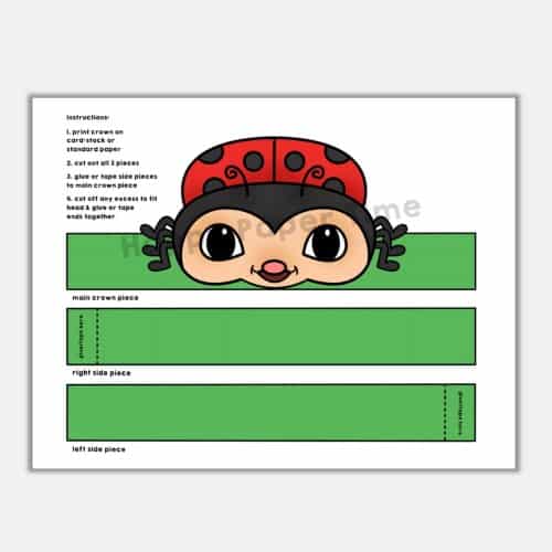 Ladybug crown printable template paper craft for kids