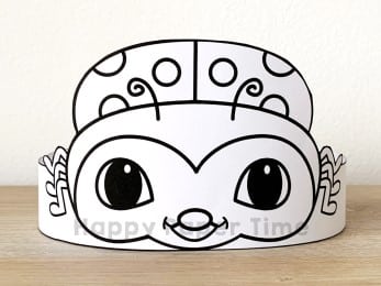 Ladybug crown printable template paper coloring craft for kids