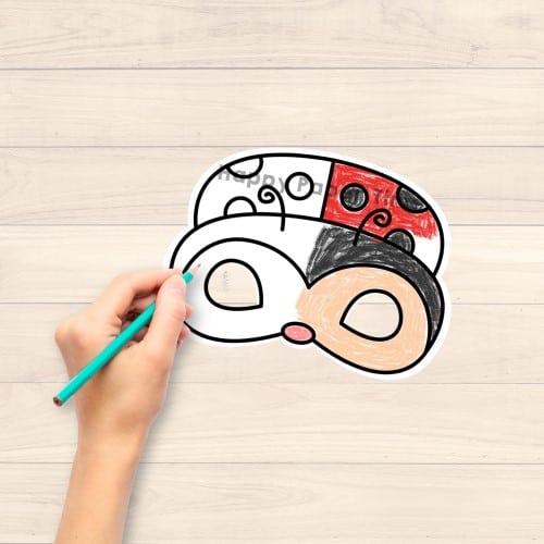 Ladybug mask printable paper template insect animal coloring craft activity for kids