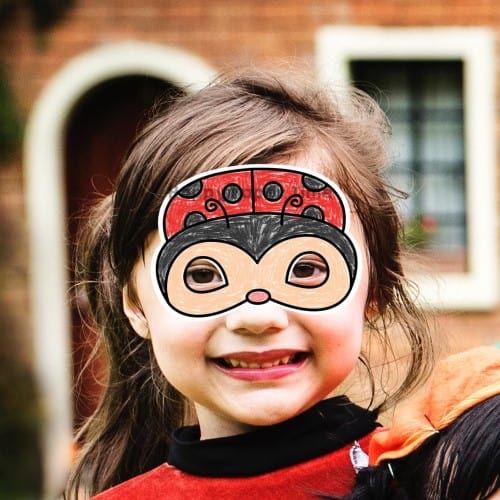 Ladybug mask printable paper template insect animal coloring craft activity for kids