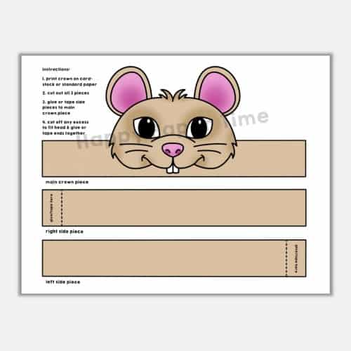 Mouse crown printable template paper craft for kids