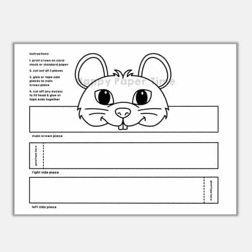 Mouse crown printable template paper coloring craft for kids