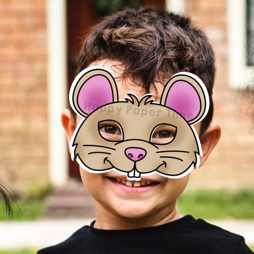 Mouse mask printable paper template woodland craft activity for kids