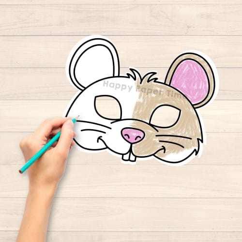 Mouse mask printable paper template woodland craft coloring activity for kids