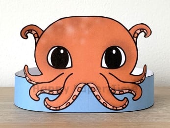 Octopus crown printable template paper ocean animal craft for kids