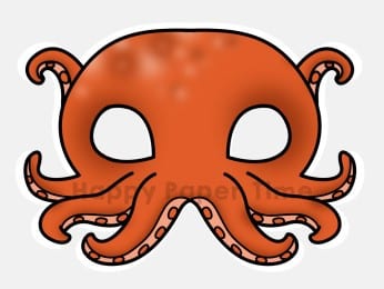 Octopus mask printable paper template sea ocean animal craft activity for kids
