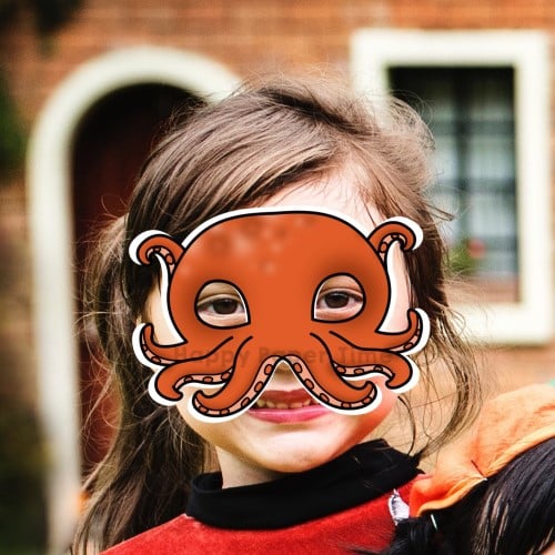 Octopus mask printable paper template Sea kid crafts Happy Paper Time