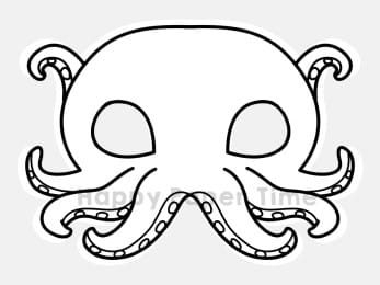 Octopus mask printable paper template sea ocean animal coloring craft activity for kids