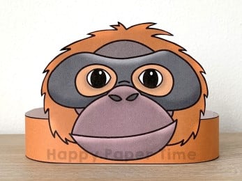 Orangutan crown printable template paper craft for kids