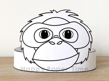 Orangutan crown printable template paper coloring craft for kids