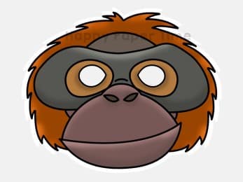 Orangutan mask printable paper template jungle ape monkey craft activity for kids