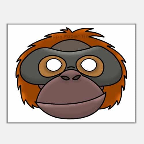 Orangutan mask printable paper template jungle ape monkey craft activity for kids