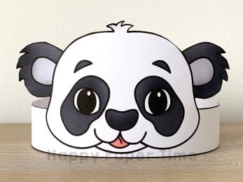 Panda crown printable template paper craft for kids