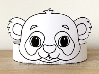 Panda crown printable template paper coloring craft for kids