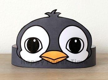 Penguin crown printable template paper craft for kids
